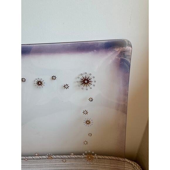 Vintage Glama Square Plate Atomic Starbursts in Metallic Gold Purple Edges - Picture 8 of 10